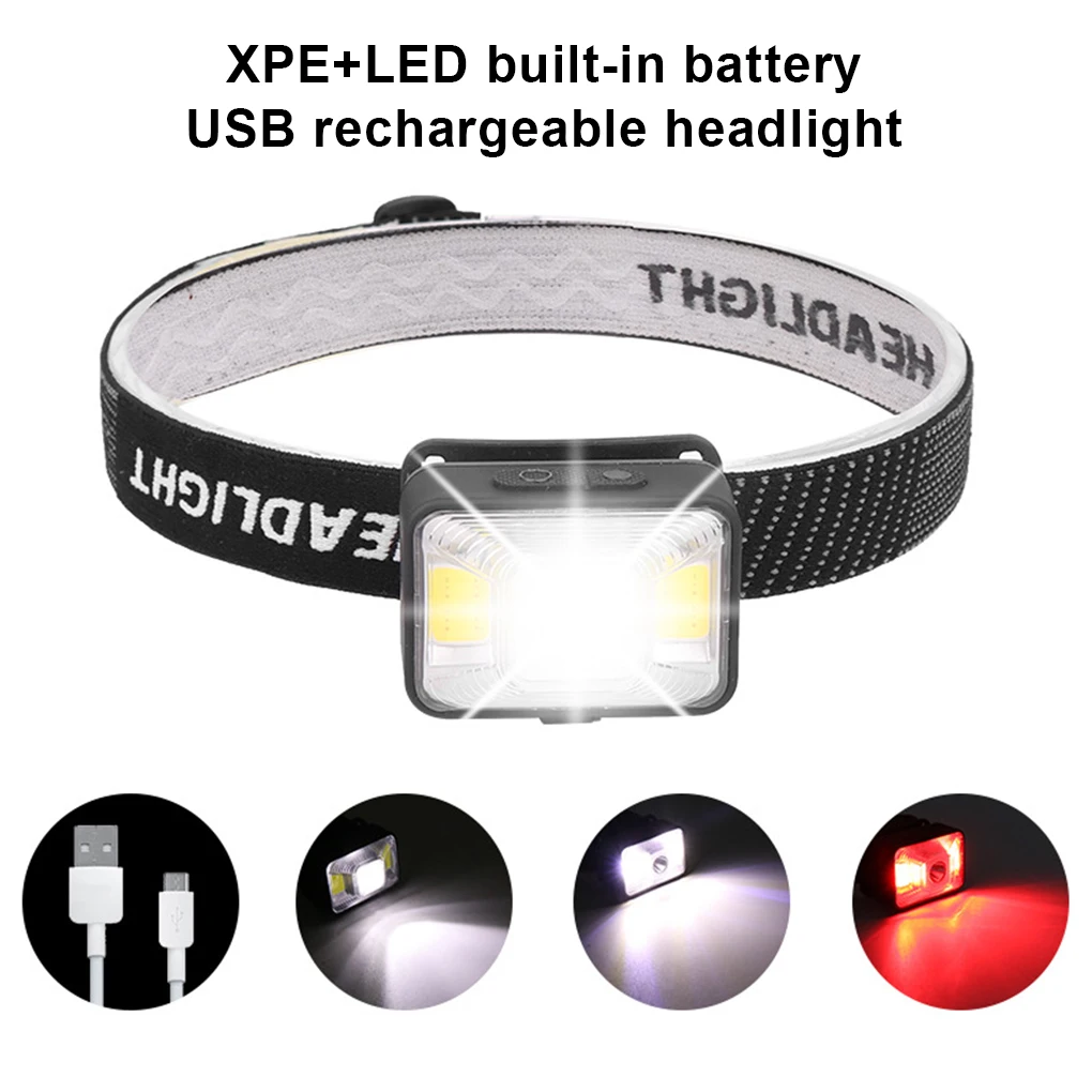 

Powerful Headlamp Rechargeable Flashlight Headlight Running Brightness Forehead Camping Lamp Battery Portable Portable