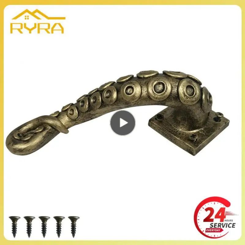 

Hardware Pulls Bar Handle Vintage Resin Octopus Door Knob Retro Furniture Drawer Pull Outdoor Hook Home Decor Ancient