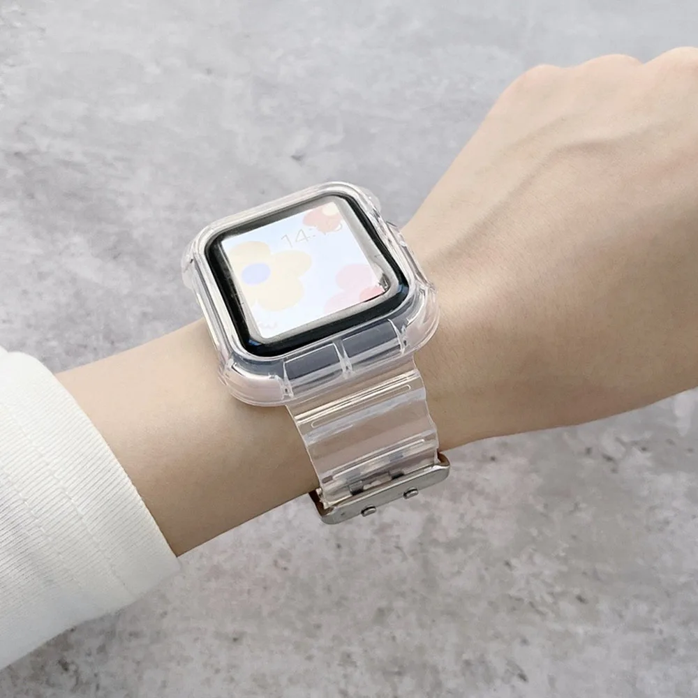 Ремешок спортивный для IWatch Series 7 SE 6 5 4 3 2 1 прозрачный браслет Apple Watch 40 мм 42 44 38 41 45