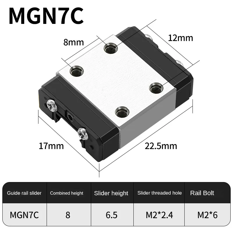 

Линейные направляющие MGN12, MGN15, MGN7, MGN9 300-1000 мм с черной кареткой из нержавеющей стали