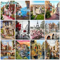 sdoyuno interior painting by numbers for adults picture drawing city scenery diy paint by numbers art supplies home decor