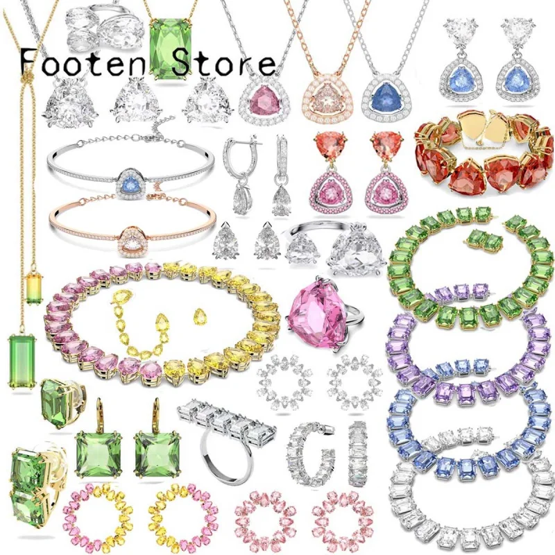 

Swa Millenia 2023 New Trendy Fine Jewelry Sets Glamour Austria Sparkling Crystal Necklace Earrings Bracelet Women Romantic Gift