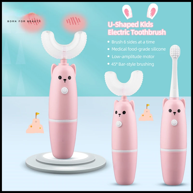 

Детская Водонепроницаемая силиконовая зубная щетка с 4 сменными насадками