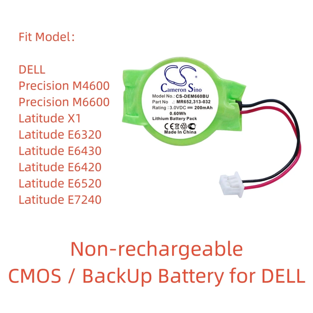 Литиевая батарея CMOS/резервная для DELL 3 0 В 200 мАч Precision M6600 Latitude X1 M4600 E6430