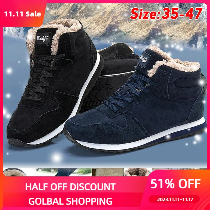 

Men Boots Men's Winter Shoes Fashion Snow Boots Shoes Plus Size Winter Sneakers Ankle Men Shoes Winter Boots Black Blue Footwear