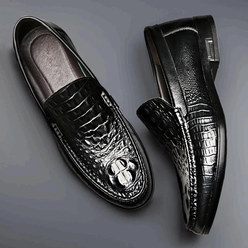 

Doudou shoes men's 2022 new men's casual leather shoes fashion leather men's shoes crocodile pattern breathable shoes trend