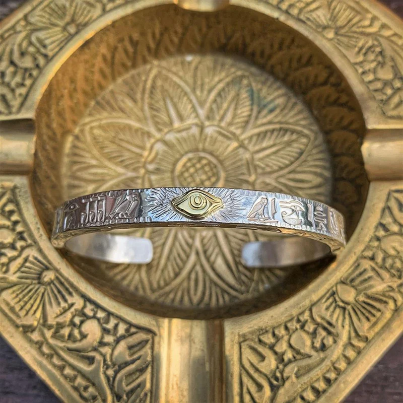 

New Handmade Eye Of Horus Silver Bracelet Trend Domineering Men's Bracelet Jewelry Accessories