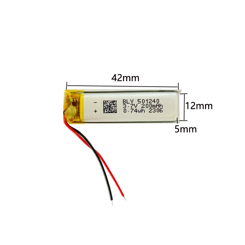 

Hot Selling 501240 Rechargeable Li-Polymer Lithium Polymer 3.7v 200mah Battery For Bluetooth Earphone Audio Mp3 Point Reading Pe