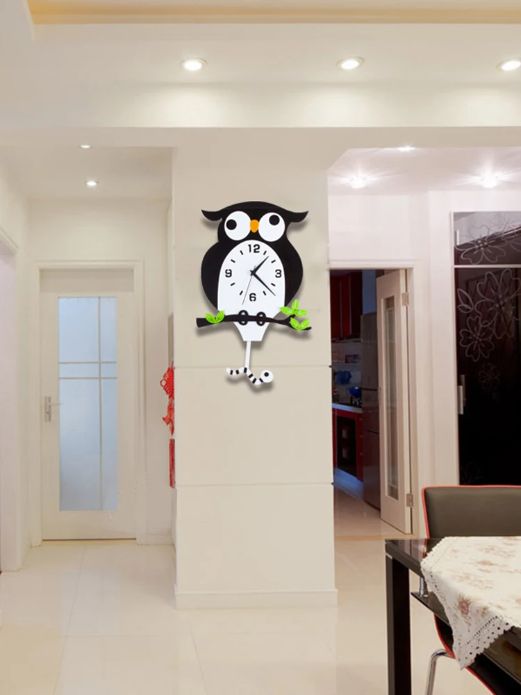 Милые Мультяшные настенные часы милые бесшумные цифровые кварцевые с животным