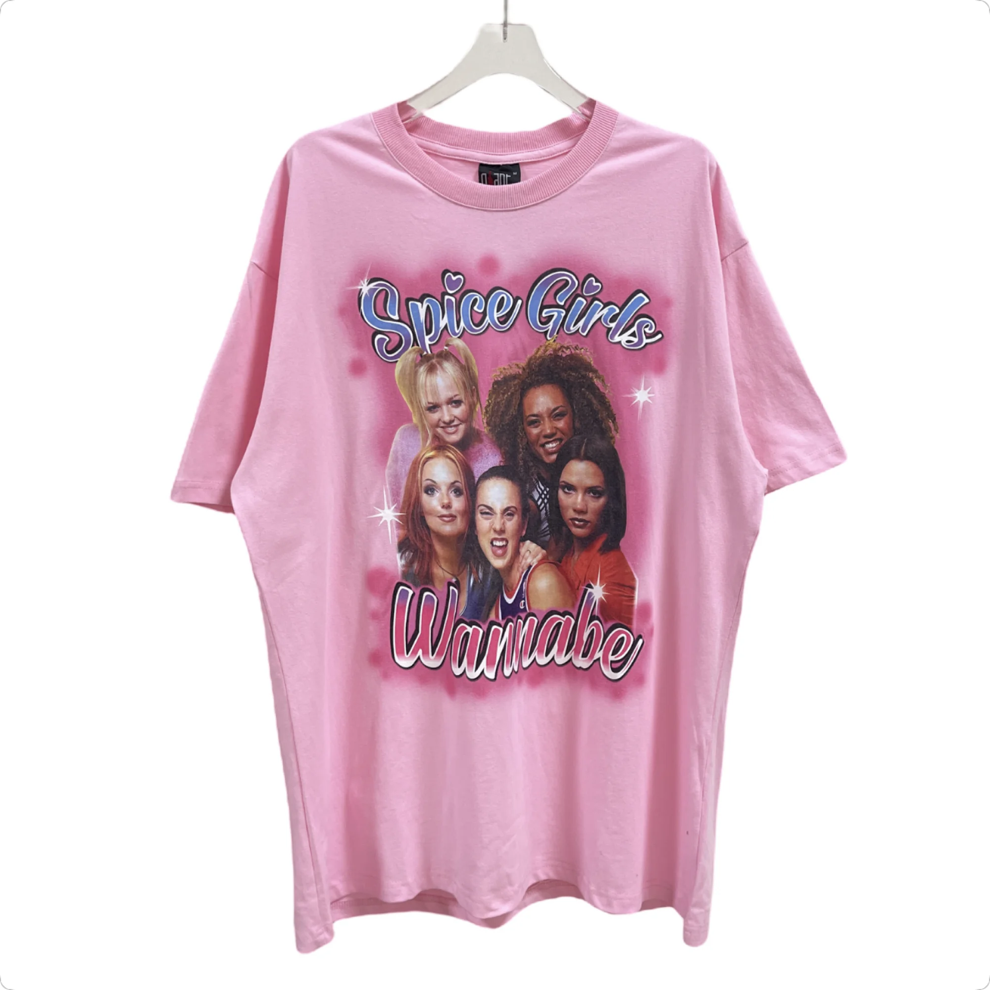 Винтажная свободная футболка Hwbd co Повседневная в стиле high street розового цвета с