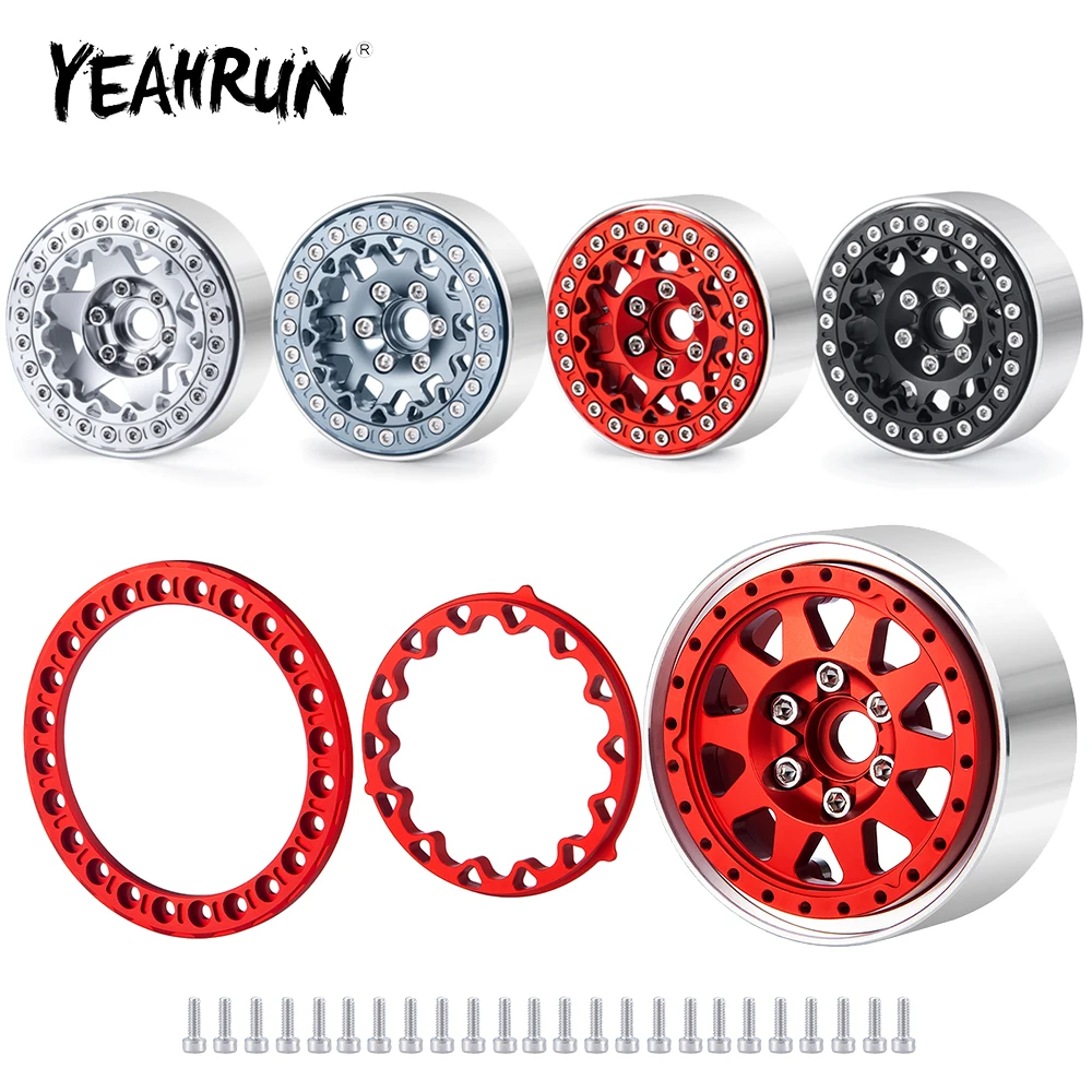 

YEAHRUN 4Pcs 1.9inch Beadlock Aluminum Alloy Wheel Rims Hubs Rings for TRX-4 Axial SCX10 90046 1/10 RC Crawler Car Model Parts