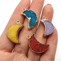 natural stone moon shaped crystal 15x23mm small pendant multicolor crystal reiki womens jewelry bracelet necklace accessories