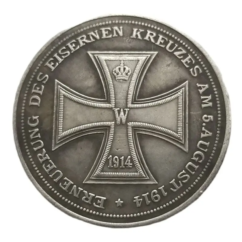 

1914 Germany Cross Silver Plated Coins Copy Commemorative Collectibles Medal Coin Home Decoration Magic Challenge Coin #G358