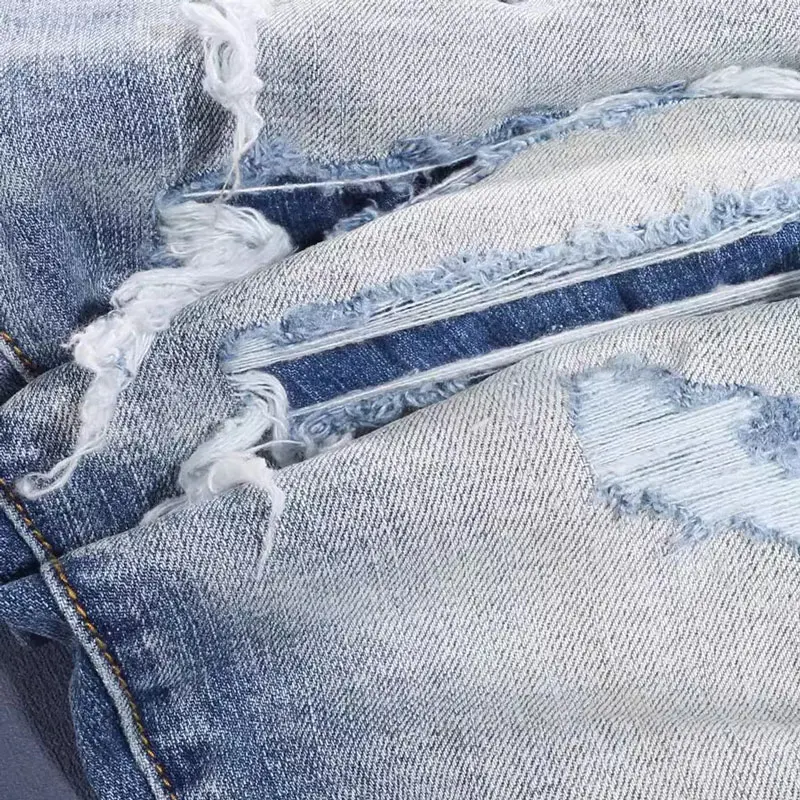 Джинсы мужские Стрейчевые в стиле ретро модные рваные джинсы скинни с вырезами