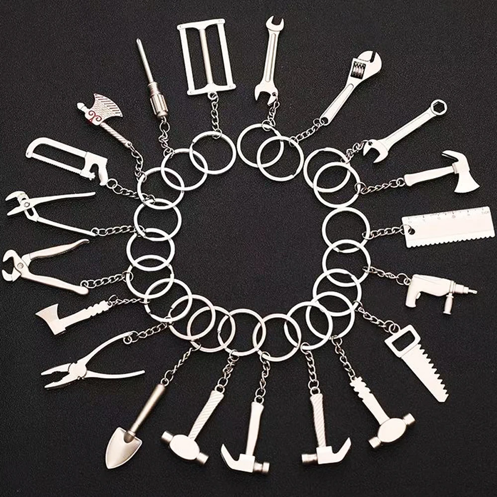 

Creative Exquisite Tiny Tool Metal Keychain All Kinds Of Mini Utility Tool Props Keychains Motorcycle Bike Keychains Pendant