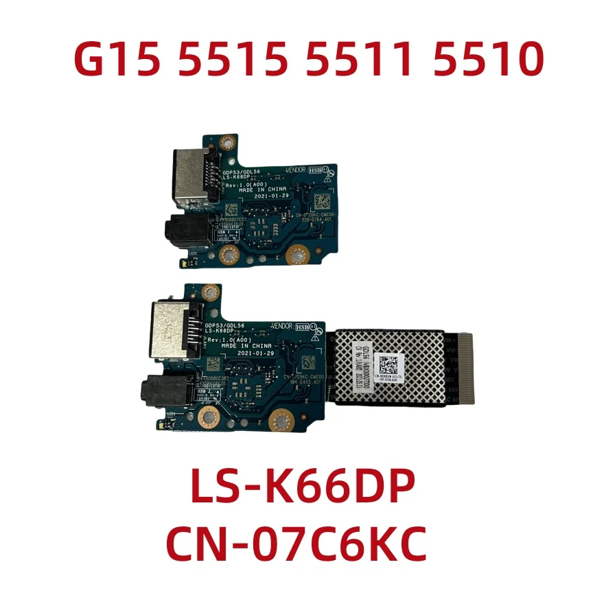 ДЛЯ DELL G15 5515 5511 5510 USB ПЛАТА ETHERNET W КАБЕЛЬ LS-K66DP CN-07C6KC 07C6KC 7C6KC 100% хорошо
