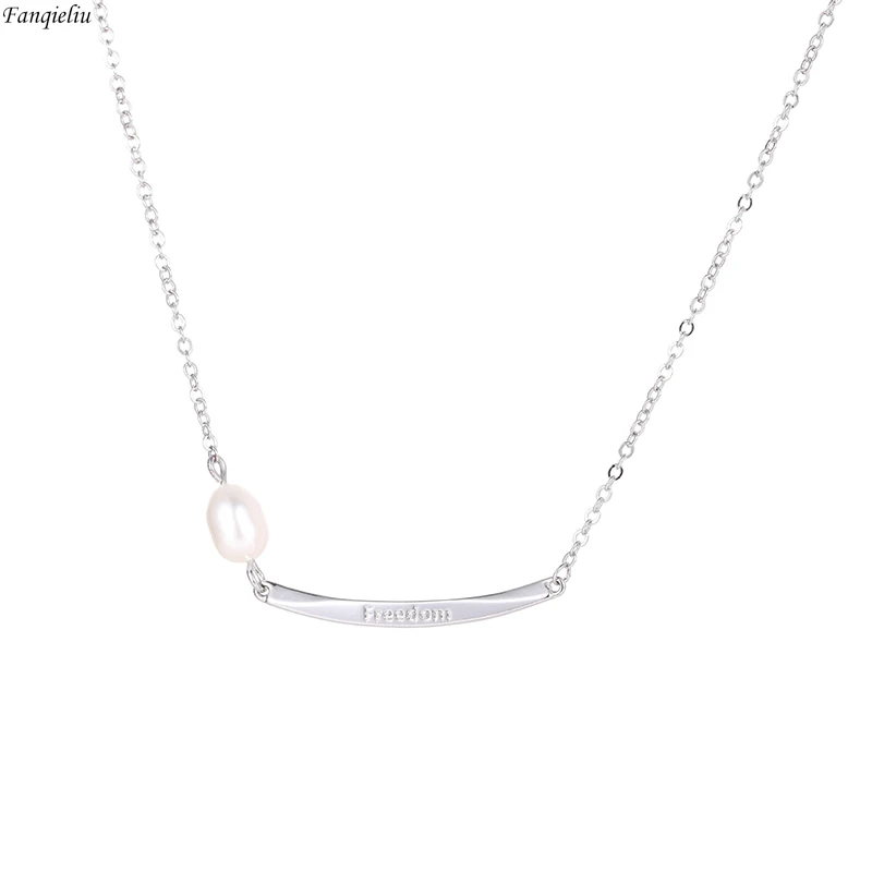 

Fanqieliu 925 Silver Needle High-quality Baroque Pearl Letter Pendant Necklace For Woman Fashion Party Jewelry New FQL23145