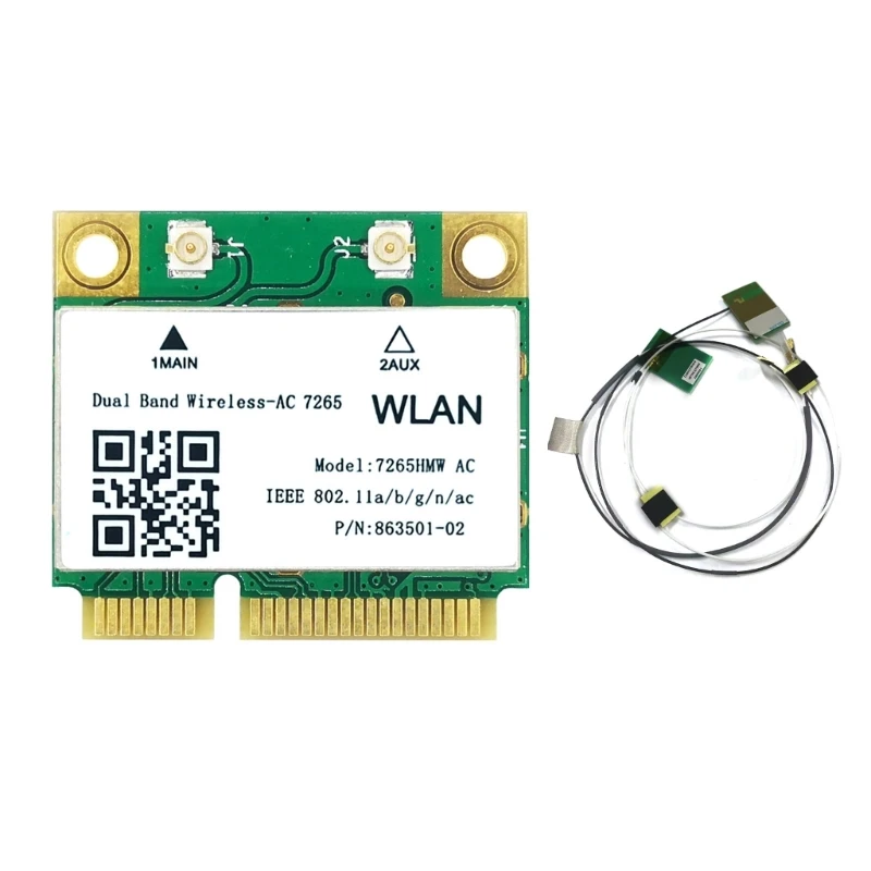 

1200 Мбит/с Bluetooth-совместимая 4,2 Mini PCI-E Wi-Fi карта AC7265 Беспроводная 7265 802.11ac 2,4G 5 ГГц для ноутбука 7260HMW T3EB