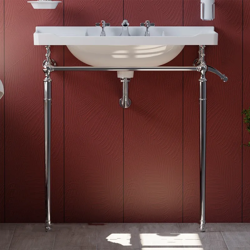 

1200 мм ванная комната ретро пол кронштейн из нержавеющей стали керамический умывальник расческа туалетный столик с полотенцем RS022AA