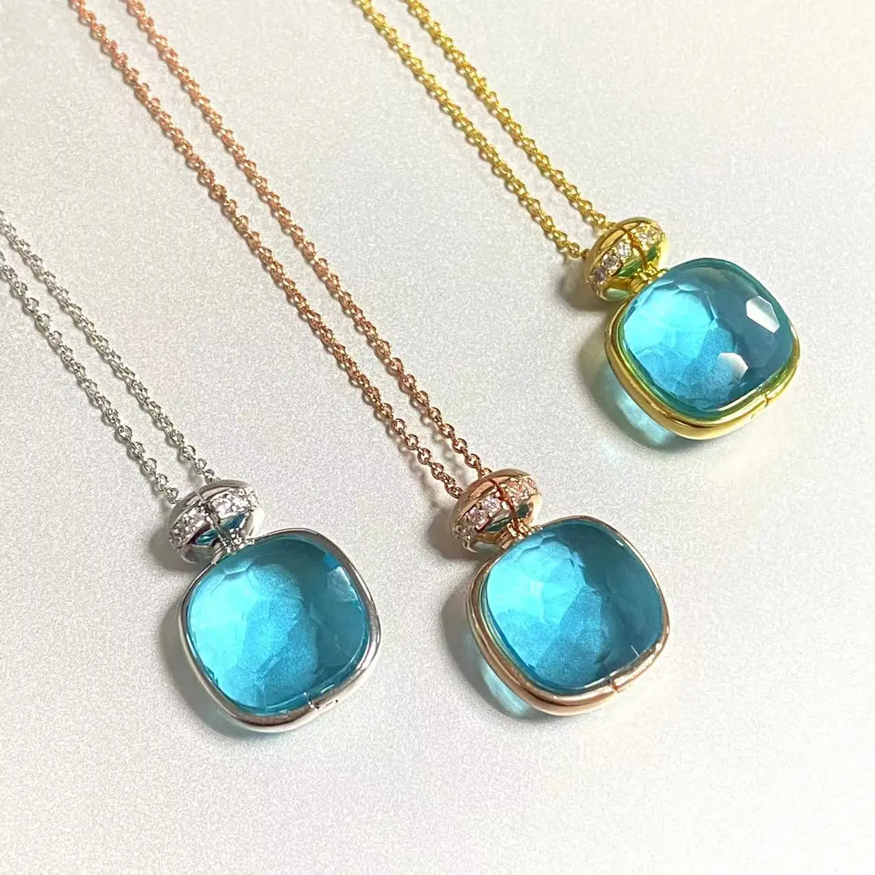 KAISQJEW 12 мм классическое ожерелье с подвеской Nudo для женщин голубым топазом