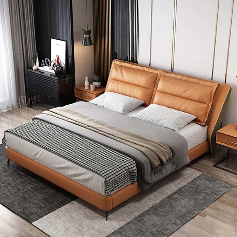 

Modern Simple 1.5m Leather Bed Storage Soft Safe Tatami High Quality Bed European Apartment Camas De Casal Interior Decoration