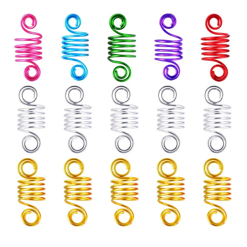 

10Pcs/set Mixed Color Hair Braid Dreadlock Beads Hair Clips Cuffs Ring Jewelry Dread Adjustable Charms Dreadlock Fashion Jewelry