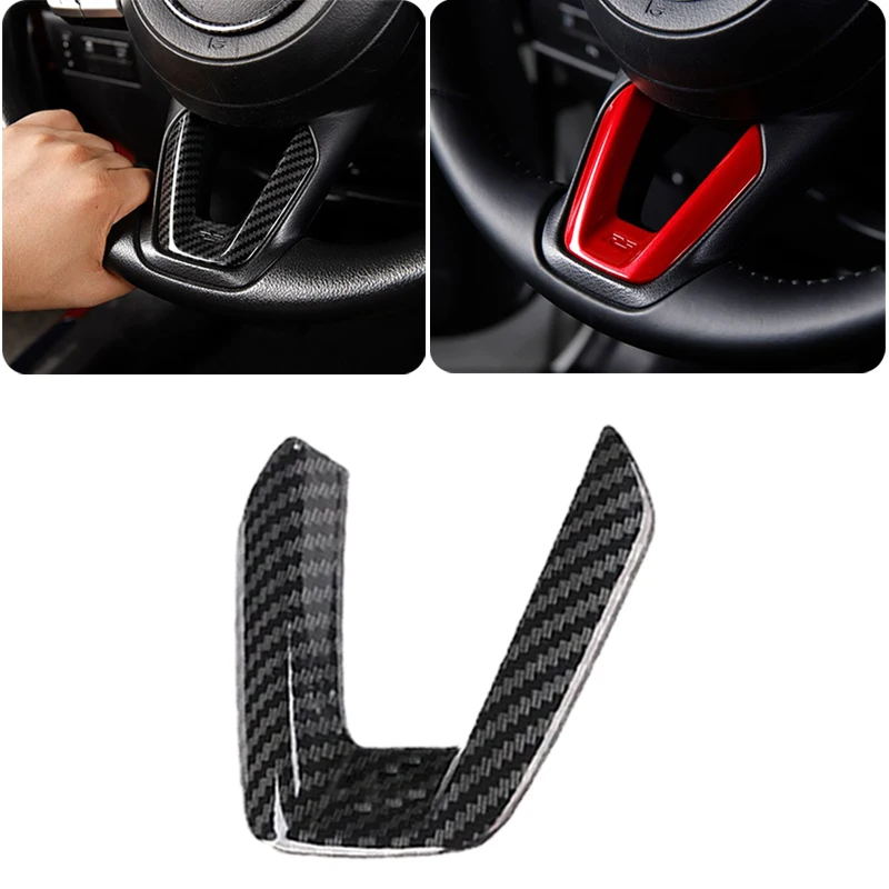 

Carbon Fiber Car Steering Wheel Decorative Interior Sticker For Mazda 3 Axela 2017-2019 CX-4 CX-5 2017-2020 Auto Parts
