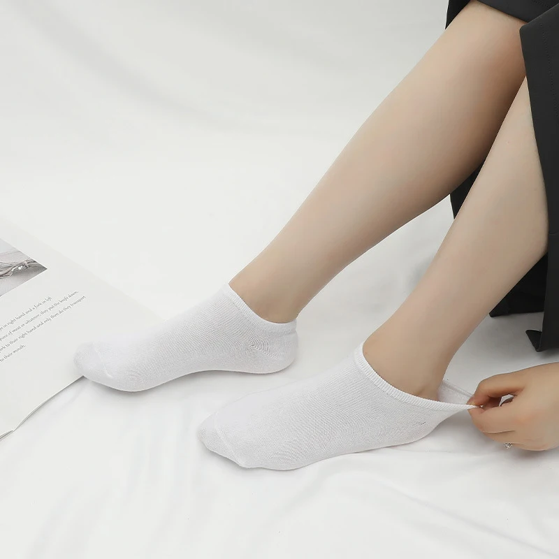 5Pairs Casual Men's Socks Spring Summer Solid Color Boat Socks Breathable Comfortable Black White Gray Men Women Invisible Socks