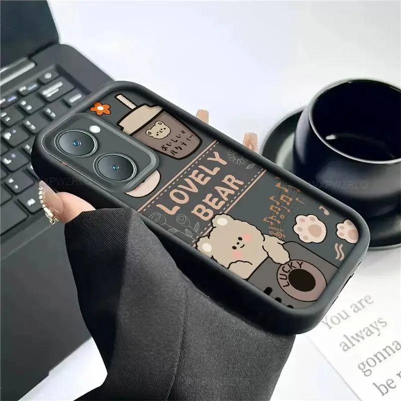 Чехол для телефона с рисунком медведя vivo Y18 Y36T Y03T Y18E Y03 Y28S модный все включено