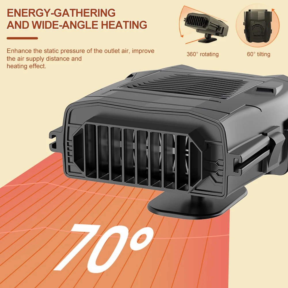 

150W Electric Car Heater 12V Cooling and Heating Fan Dashboard Seat Heater 360-Degree Adjustable Defrosting Defogging Machine