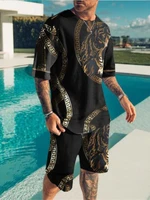 2022 summer new fashion mens 3d printed short sleeve t shirt shorts 2 piece sportswear plus size s 5xl