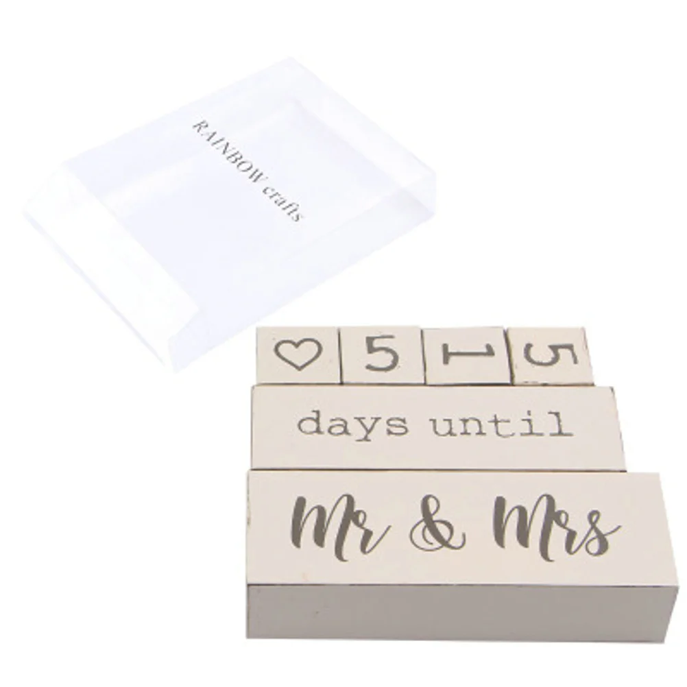 

Wedding Countdown Calendar Vintage Wooden Block Days Until Mrs Sign Advent Calendars Decorative Reusable Calendars for