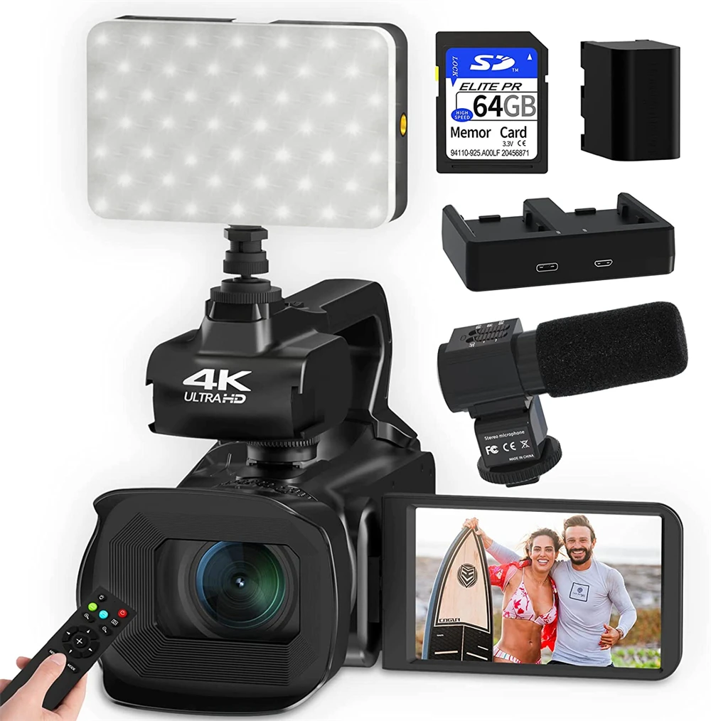 

60FPS 4K Camcorder Youtube Video Camera For Live Streaming 4.0" Touch Screen 64MP Digital Recorder 18X Vlog Camera WIFI Webcam