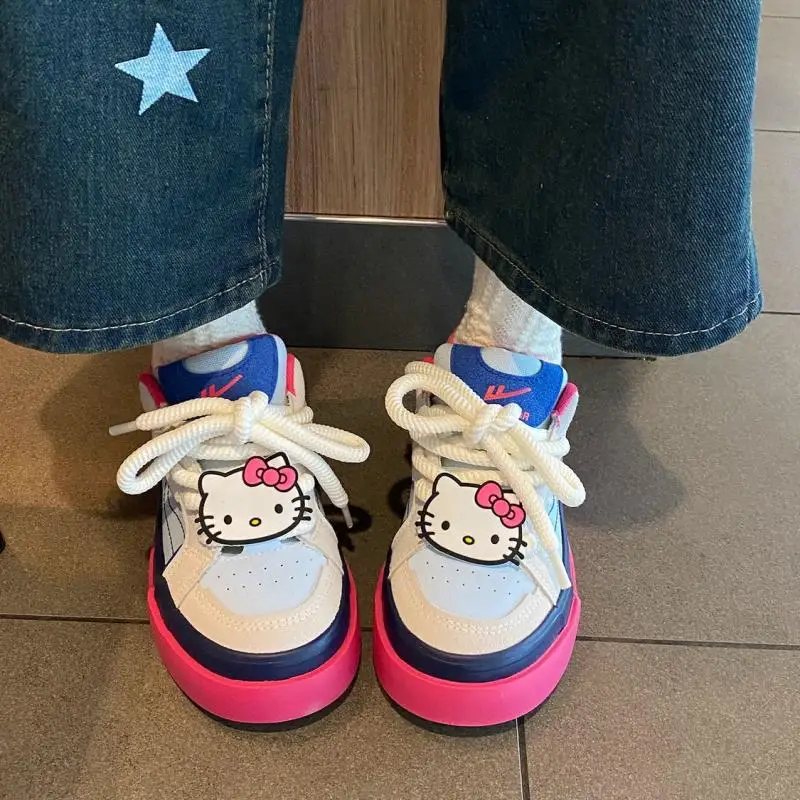 

Kawaii Hello Kitty кроссовки аниме мультфильм Hellokitty холщовая обувь взорвалась Студенческая универсальная обувь женские кроссовки для бега подарок