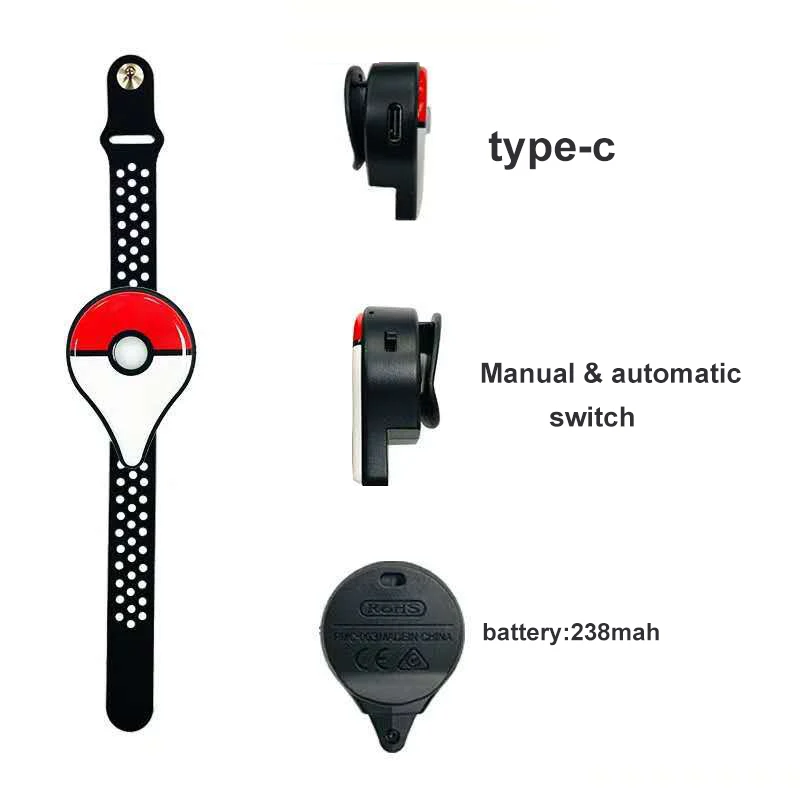 Фото Оригинальный браслет для Pokemon/Pikachu GO Plus, автоматическая защелка, Bluetooth-переключатель, автоматический захват, фантазийная фигурка, игрушки, зарядный ремешок №5