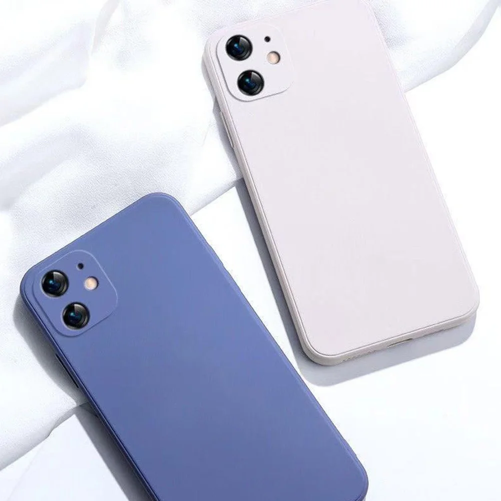

Luxury Square Liquid Silicone Phone Case For iPhone 13 12 11 Pro Max Mini XS X XR 7 8 Plus SE 2020 Soft Cover Candy Bumper Case