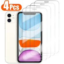 Protector de pantalla de vidrio para móvil, cubierta completa de protección para iPhone 13, 12, 11, 6s, 7, 8 Plus, 11, 13 Pro, X, XR, XS, MAX, 4 unidades