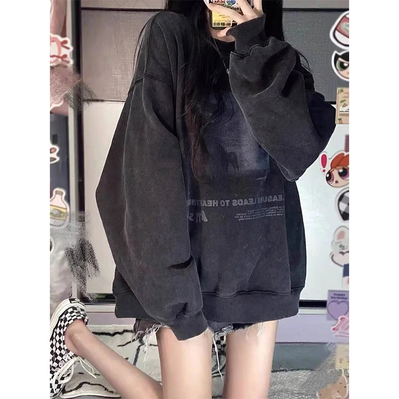 

Korean Autumn Winter New Women Hoodies Japanese Streetwear Harajuku Sweatshirts Oversize Hip Hop Black Hoodie