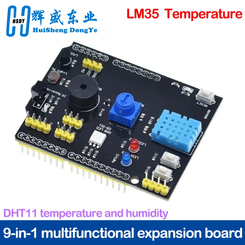 Плата датчика 9 в 1 многофункциональная расширения DHT11 LM35 температурная влажность