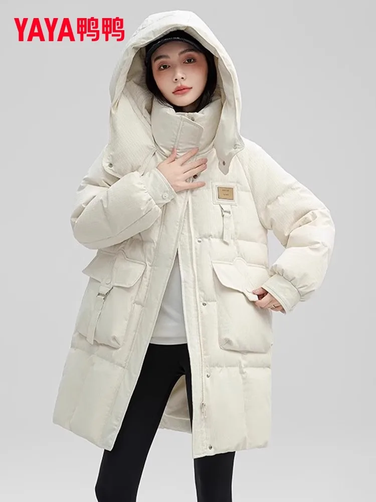 Duck Mid-Length Solid Hood Warm Down jacket 2024 Winter New Fashion Korean Sle Versatile Outerwear Women |