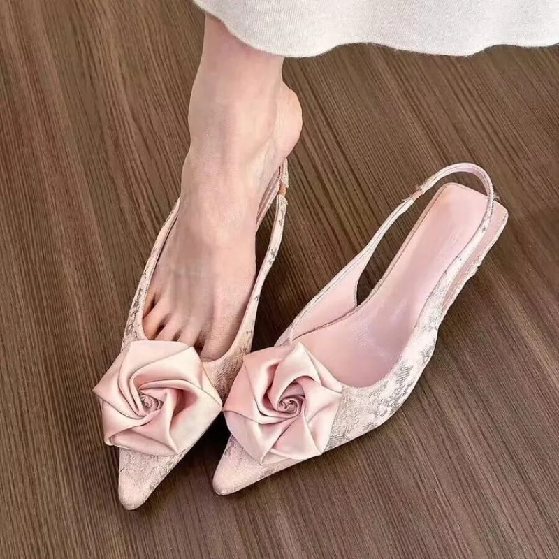 2024 летние пикантные модные женские туфли с цветочным принтом сандалии на высоком