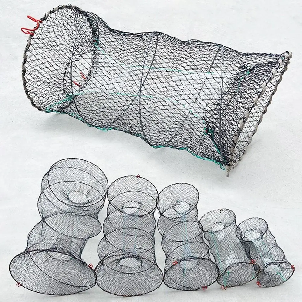 

Foldable Fishing Shrimp Fish Crab Yabbie Bait Net Trap Cast Dip Cage 2 Holes Fishing Shrimp Fish Crab Cage Hand Throwing Net