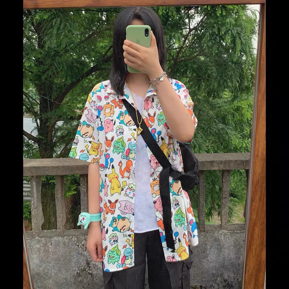 Дешево Рубашка с коротким рукавом и принтом «Покемон», лето 2022