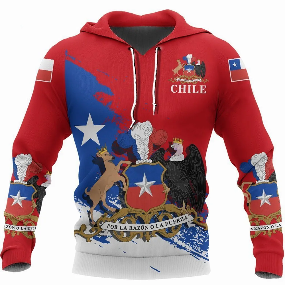 

Chilean Men's Hoodie Plus Size Clothing Chilean National Emblem Printed Street Fashion O Neck Sweatshirt Oversized Men's Top