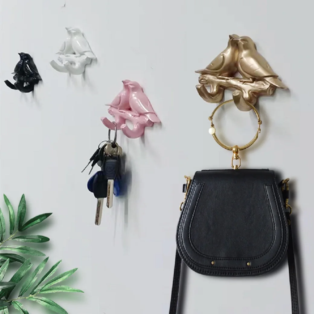 

Creative home wall birdie resin hook wall decoration traceless clothes and hats hook behind bedroom door key holder adhesive hoo