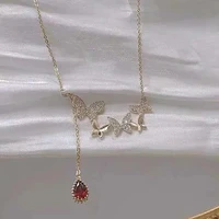 new french romantic butterfly pendants clavicle chain niche design fashion jewelry personality red wholesale necklaces for women