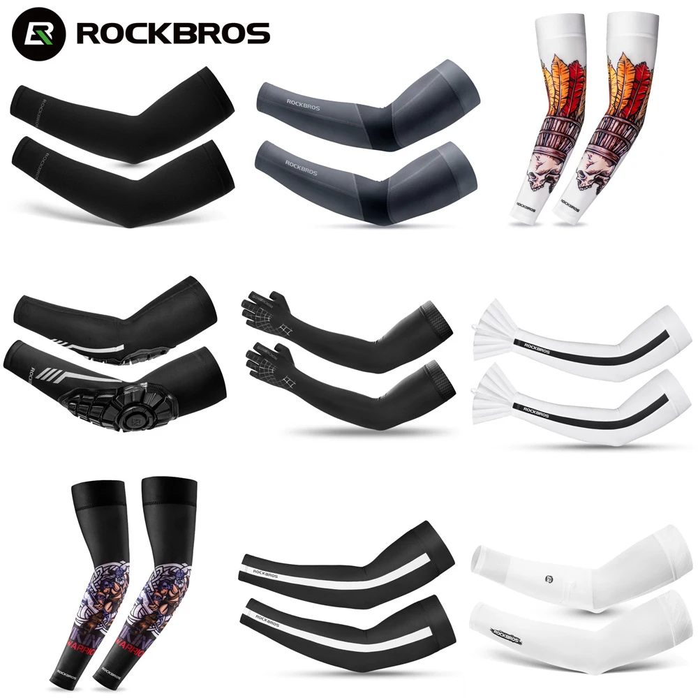 

ROCKBROS Official Arm Warmers UV Protect Sleeves Ice Fabric Running Basketball Camping Riding Outdoors Wear Protective Gear