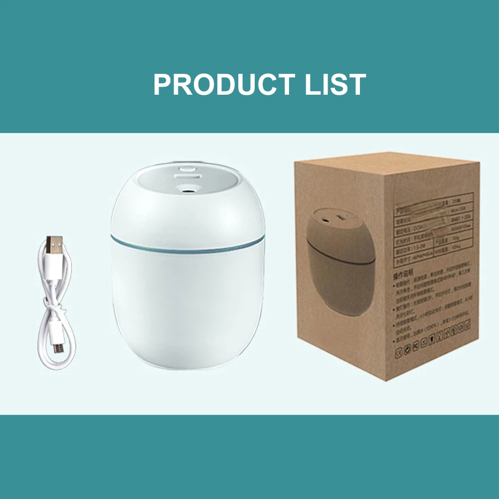 

Humidifier 250Ml Essential Oil Diffuser 2 Modes USB Auto Off With LED Light For Home Car Mist Maker Face Steamer