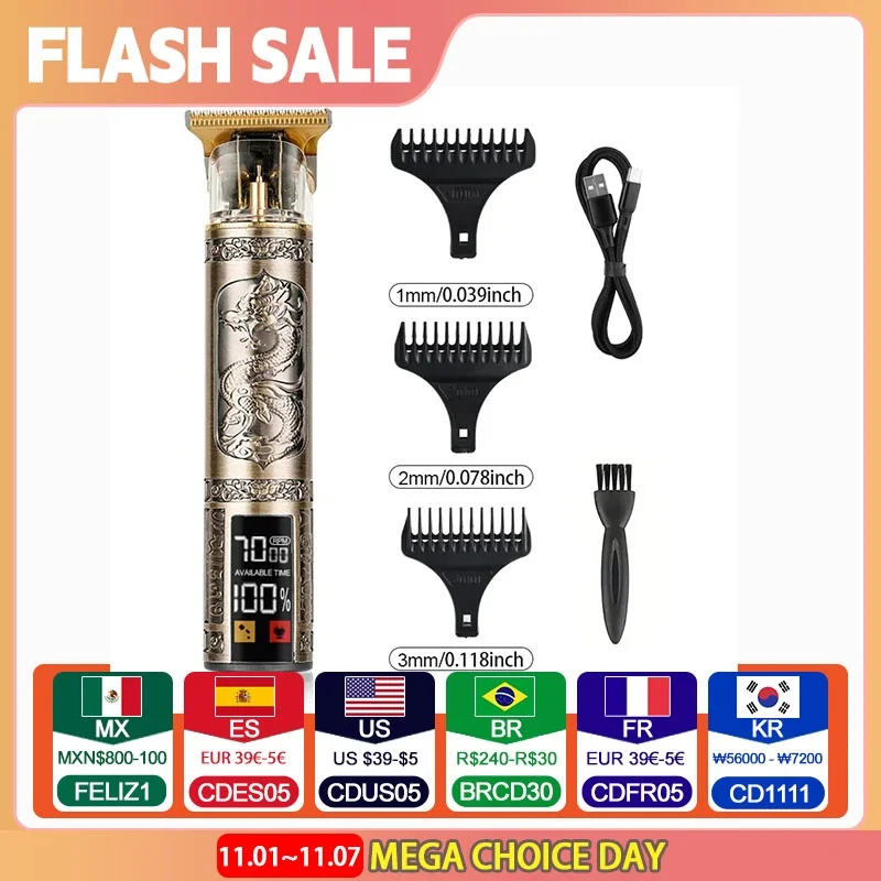 USB Перезаряжаемый Электрический Триммер Для Волос T9 Бритва С Металлическим