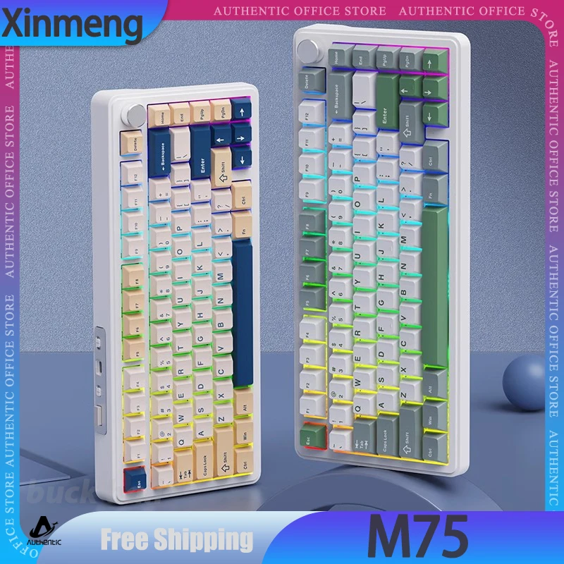 Xinmeng M75 геймерская механическая клавиатура 3 режима 2 4G Bluetooth беспроводная на заказ